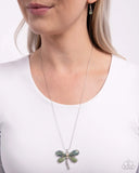 Paparazzi Dragonfly Defiance - Green Necklace