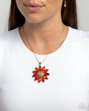 Paparazzi Fortunate Floral - Orange Necklace