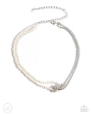 Paparazzi Twisted Twin - White Necklace