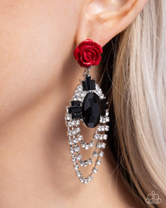 Paparazzi Rosy Rave - Red Earring