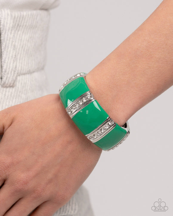 Paparazzi Colored Cameo - Green Bracelet