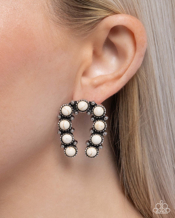 Paparazzi Wild West Wonder - White Earring