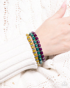 Paparazzi Trendy Trifecta - Green Bracelet