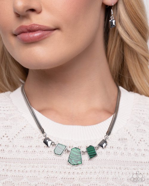 Paparazzi Lined Legacy - Green Necklace