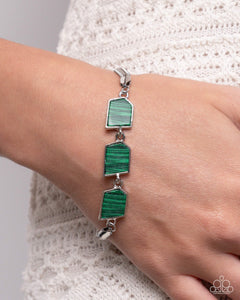 Paparazzi Lined Leisure - Green Bracelet