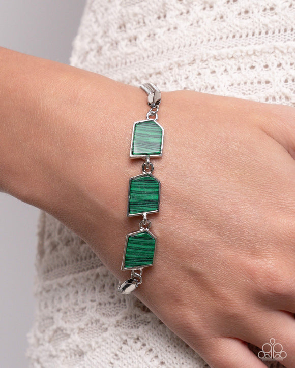 Paparazzi Lined Leisure - Green Bracelet