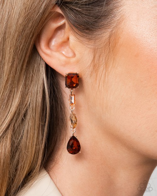 Paparazzi Cascading Class - Brown Earring