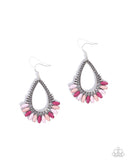 Paparazzi Pronged Pattern - Pink Earring