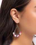 Paparazzi Pronged Pattern - Pink Earring