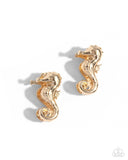 Paparazzi Sea Horse Statement - Gold Earring