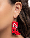 Paparazzi Western Webbing - Red Earring
