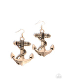 Paparazzi Adorable Anchor - Gold Earring