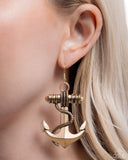 Paparazzi Adorable Anchor - Gold Earring