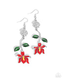 Paparazzi loral Fractal - Red Earring