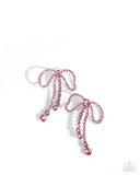 Paparazzi Black Tie Bow - Pink Earring