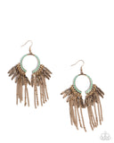 Paparazzi Free-Spirited Fringe - Green Earring