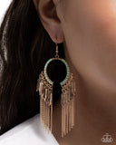 Paparazzi Free-Spirited Fringe - Green Earring