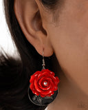 Paparazzi Rosy Rally - Red Earring