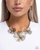 Paparazzi Wiry Wreath - Brass Necklace