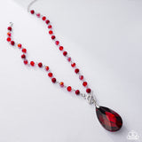 Paparazzi Teardrop Tale - Red Necklace