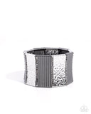 Paparazzi Textured Title - Silver Bracelet