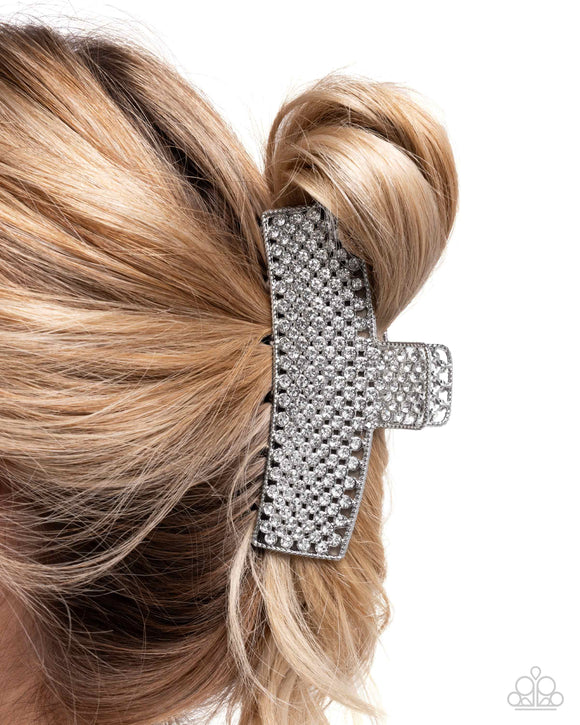 Paparazzi Glittery Gesture Surprise - White Hair Clip