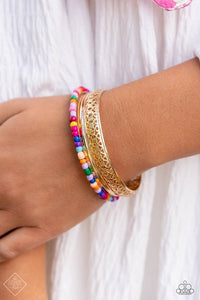 Paparazzi Multicolored Medley - Gold Bracelet