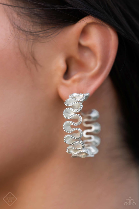 Paparazzi Resolutely Ruffled - White Earrings
