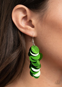 Paparazzi Now You SEQUIN It - Green Earrings