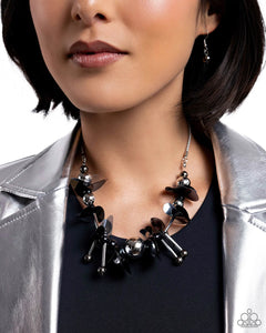 Paparazzi Streamlined Sequins - Black Necklace