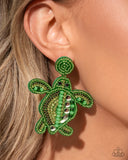 Paparazzi Turtle Tapestry - Green Earring