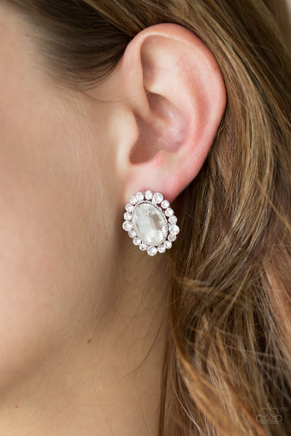 Paparazzi Hold Court - White Earrings