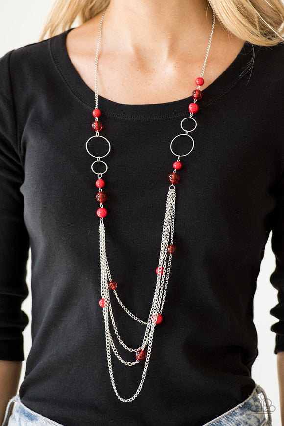 Paparazzi Bubbly Bright - Red Necklace