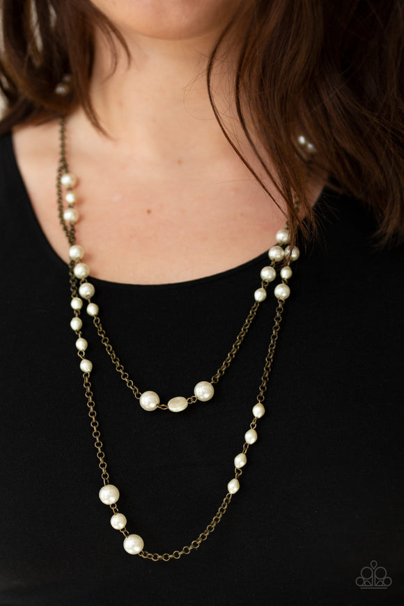 Pearl Promenade - Brass Necklace