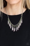 Feathered and Ferocity - Green Necklace