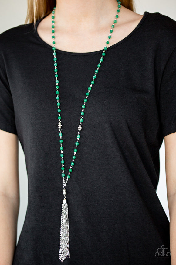 Paparazzi Tassel Takeover - Green Necklace