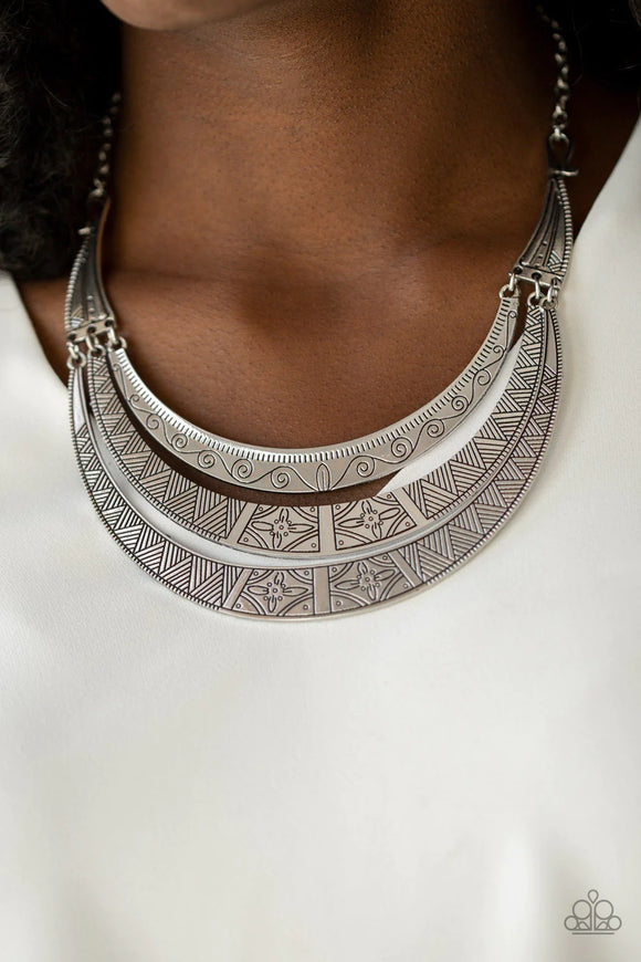 Paparazzi Take All You Can GATHERER - Silver Necklace