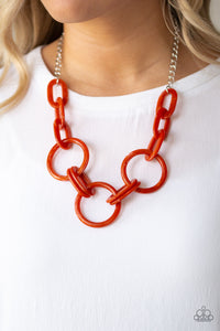 Paparazzi Turn Up The Heat - Orange Necklace