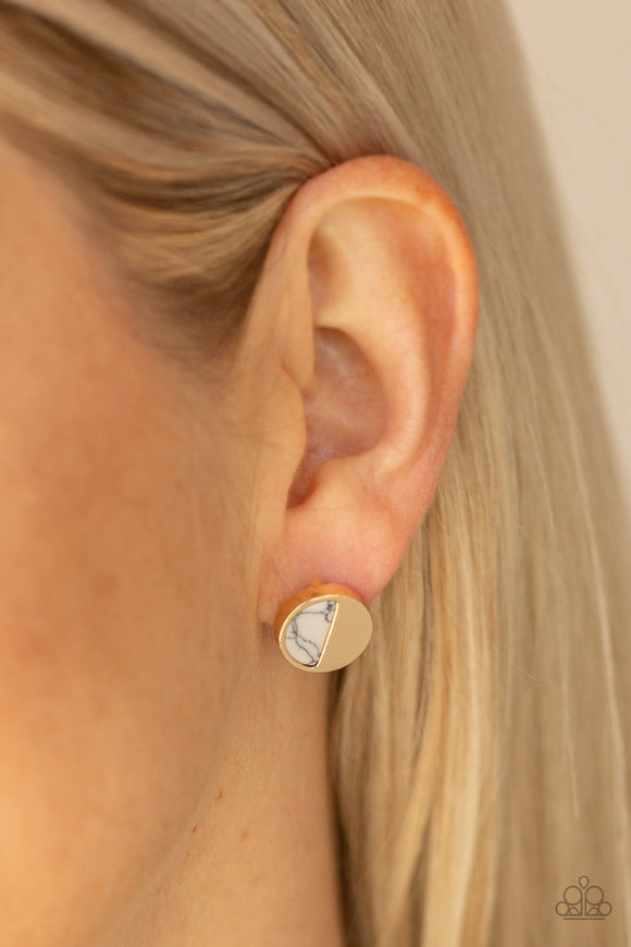 Paparazzi Marble Minimalist - White Earrings