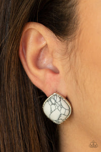 Paparazzi Marble Marvel - White Earrings