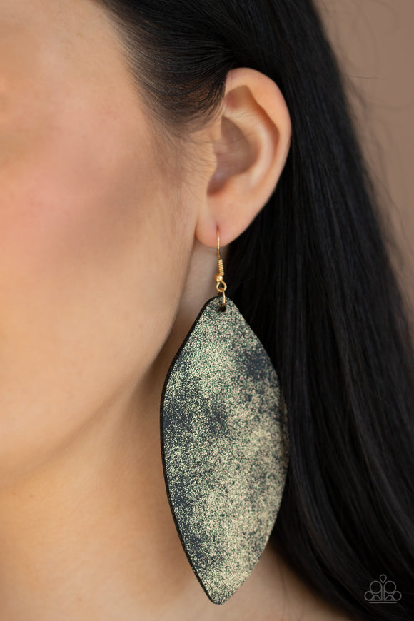 Paparazzi Serenely Smattered - Gold Earrings