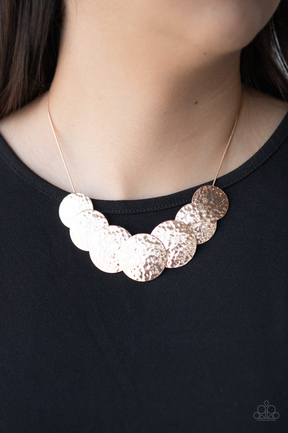Paparazzi RADIAL Waves - Rose Gold Necklace