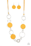 Paparazzi Sooner or LEATHER - Yellow Necklace
