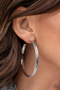 Paparazzi TREAD All About It - Silver Earrings