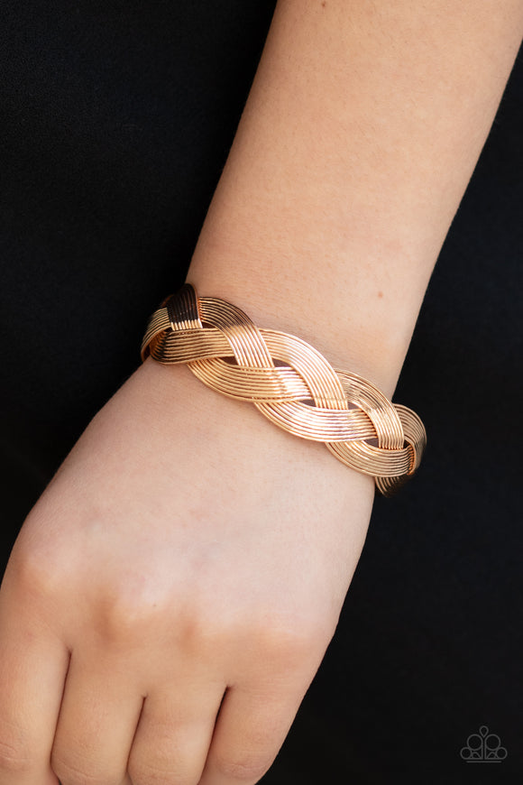 Paparazzi Woven Wonder - Gold Bracelet