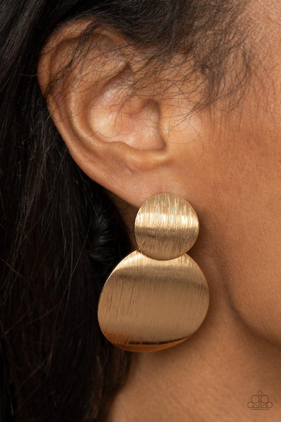 Paparazzi Here Today, GONG Tomorrow - Gold Earring