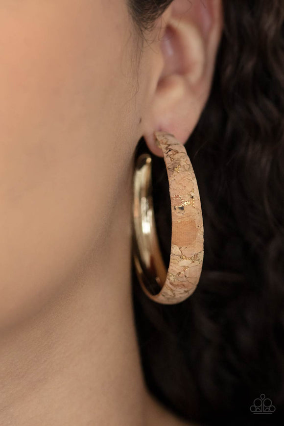 Paparazzi A CORK In The Road - Gold Earrings