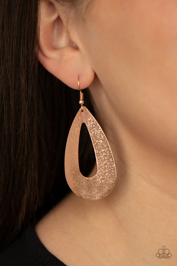 Paparazzi Hand It OVAL! - Rose Gold Earrings