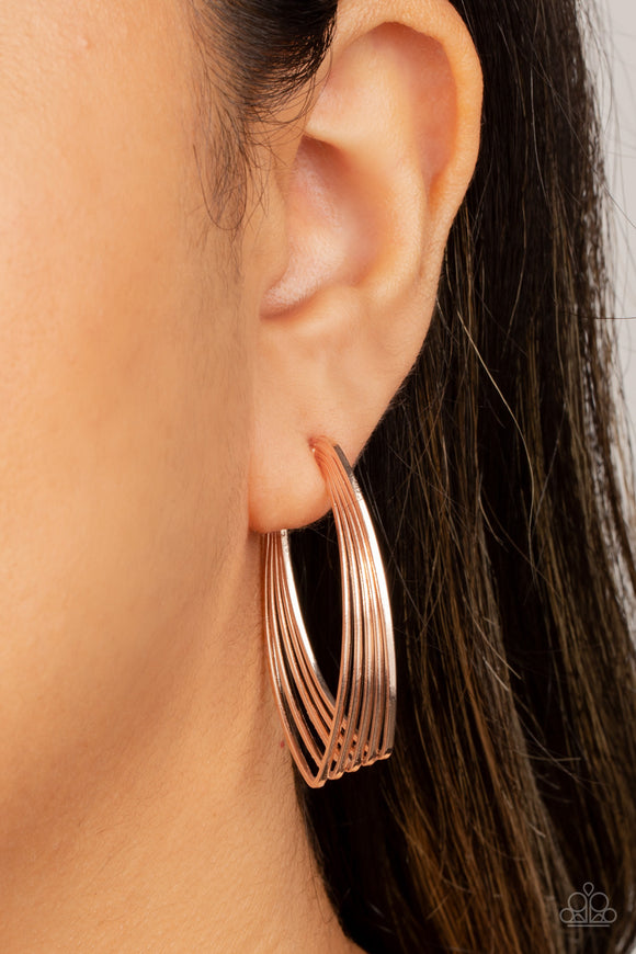 Paparazzi Industrial Illusion - Rose Gold Earrings