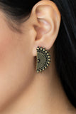 Paparazzi Fiercely Fanned Out - Brass Earring